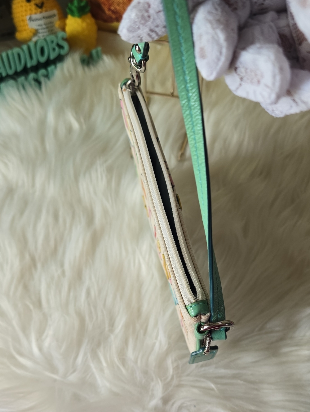 Coach POPPY Lettered Canvas Wristlet in Cream with Multicolor Raised Accents - Picture 10 of 16